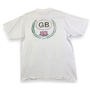 Vtg ER Royal Coat of Arms Dieu Et Mon Droit Shirt‎ XL White Great Britain 90s